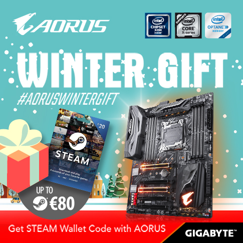 Wenn Sie diesen Winter eines der neuen GIGABYTE AORUS X299-Motherboards kaufen, erhalten Sie einen GRATIS STEAM-Guthaben-Code im Wert von bis zu 80 Euro dazu!