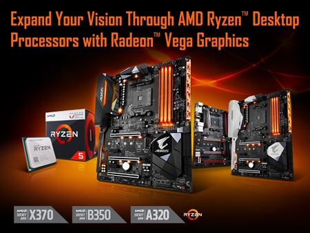 GIGABYTE AM4 Mainboards unterstützen jetzt auch AMD Ryzen™ Desktop Prozessoren mit Radeon™ Vega Graphics