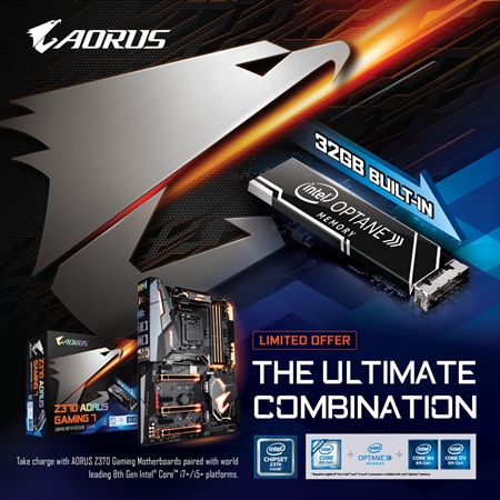AORUS kündigt Z370 Motherboards mit integriertem 32GB Intel® Optane™ Speicher an